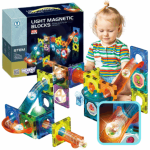 klocki magnetyczne tor kulkowy Świetlny kulodrom 49 el.