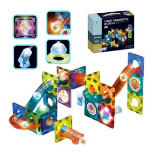 klocki magnetyczne tor kulkowy Świetlny kulodrom 49 el.