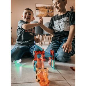 klocki magnetyczne tor kulkowy Świetlny kulodrom 49 el.