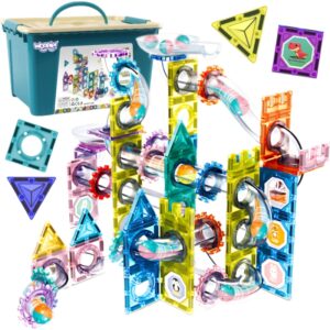 🧲🚀 klocki magnetyczne konstrukcyjne 3d + tor kulkowy 126 el. – edukacyjny kulodrom