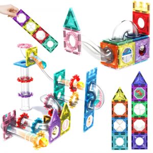 🧲🚀 klocki magnetyczne konstrukcyjne 3d + tor kulkowy 126 el. – edukacyjny kulodrom