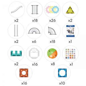 🧲🚀 klocki magnetyczne konstrukcyjne 3d + tor kulkowy 126 el. – edukacyjny kulodrom