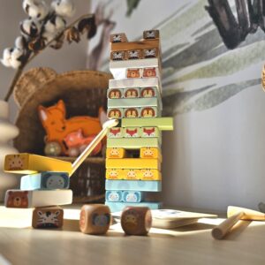 ✨gra zręcznościowa „chwiejąca wieża” zwierzęta – 82 el✨