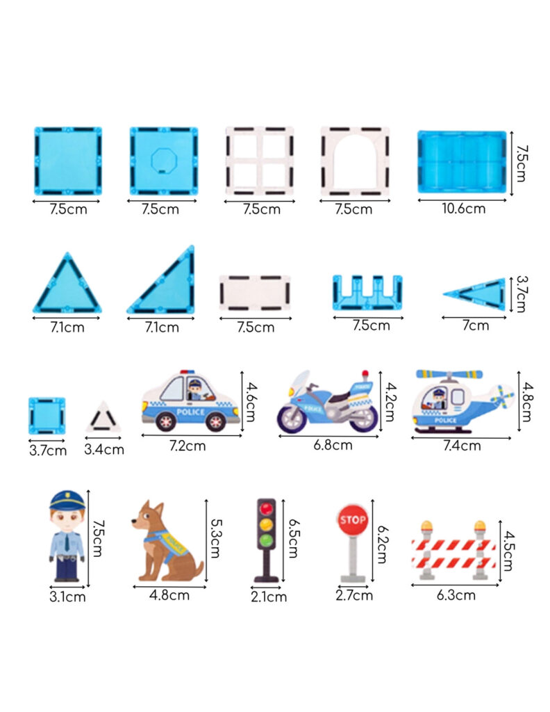✨posterunek policji z klocków magnetycznych 42 el. – kreatywna zabawa od 3 lat 👮‍♂️✨