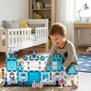 ✨posterunek policji z klocków magnetycznych 42 el. – kreatywna zabawa od 3 lat 👮‍♂️✨