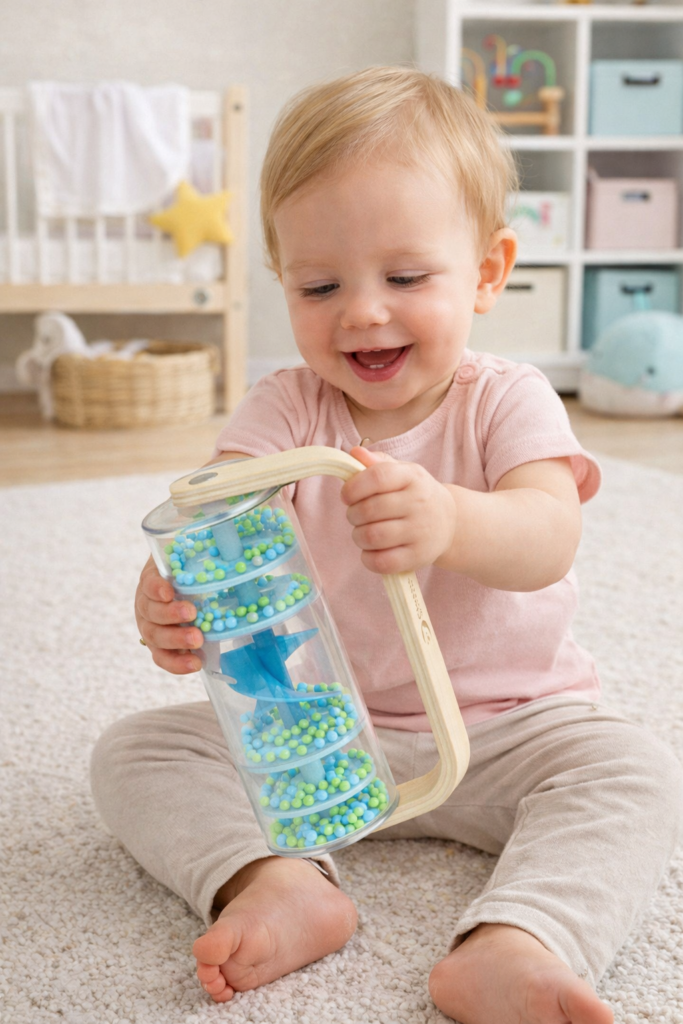 deszczownica drewniana grzeczotka– kojący dźwięk deszczu 🌧️ zabawka sensoryczna