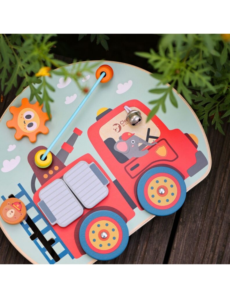 ✨drewniana tablica manipulacyjna strażak 6w1 – zabawka sensoryczna dla dzieci✨