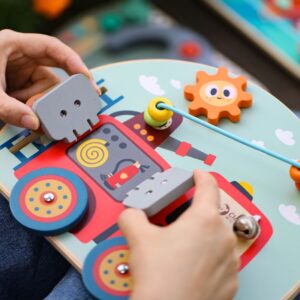 ✨drewniana tablica manipulacyjna strażak 6w1 – zabawka sensoryczna dla dzieci✨