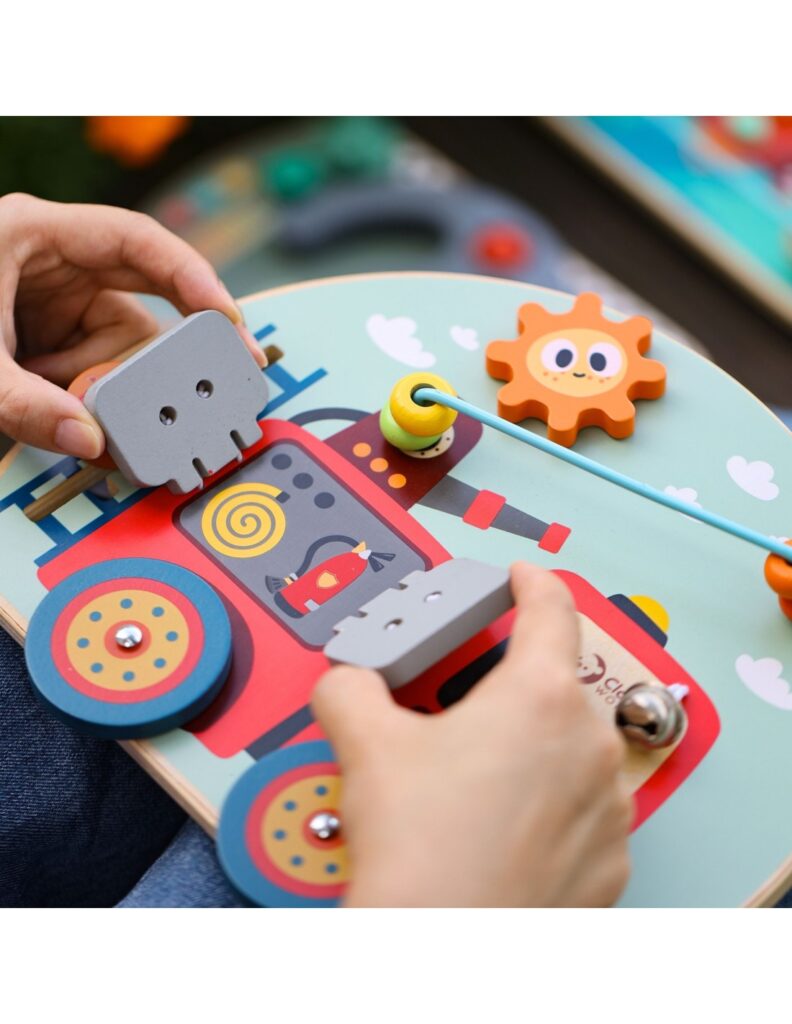 ✨drewniana tablica manipulacyjna strażak 6w1 – zabawka sensoryczna dla dzieci✨