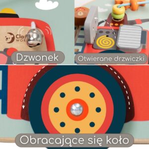 ✨drewniana tablica manipulacyjna strażak 6w1 – zabawka sensoryczna dla dzieci✨