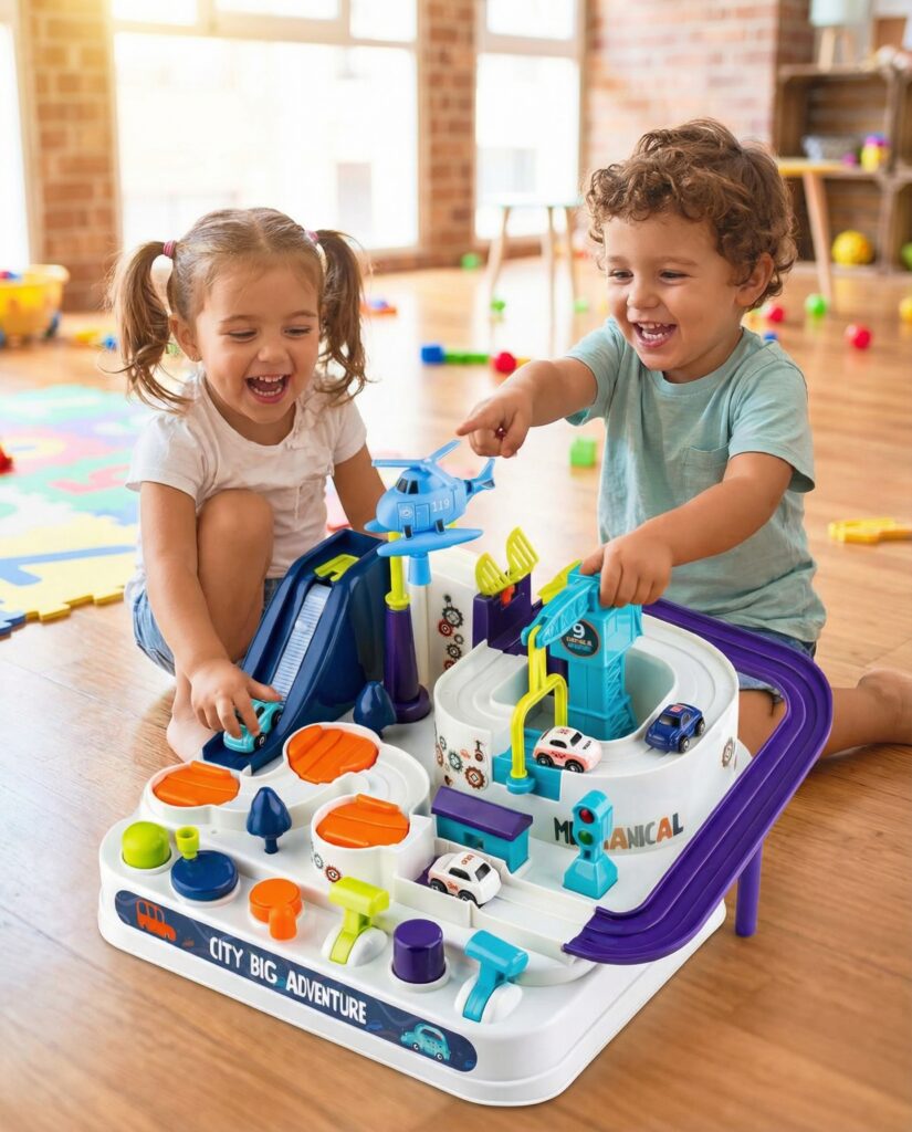 ✨tor przeszkód parking + 4 autka i helikopter | zabawka edukacyjna✨