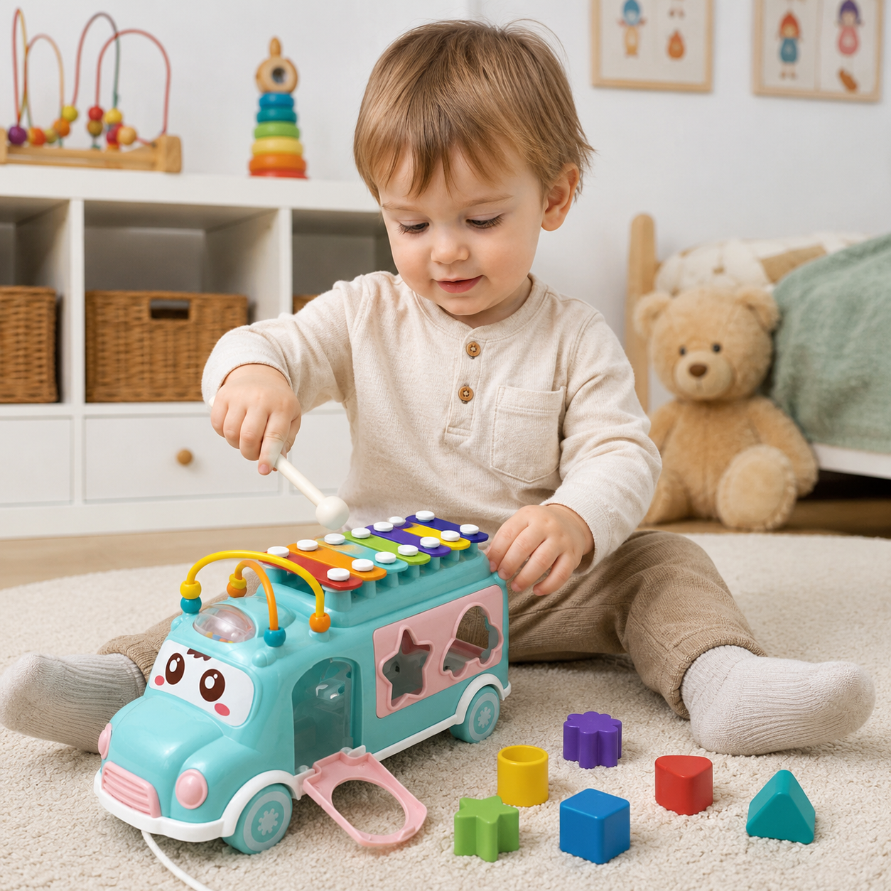 ✨interaktywny samochodzik sorter z cymbałkami, zabawka edukacyjna 3w1✨ ✨interaktywny samochodzik sorter z cymbałkami, zabawka edukacyjna 3w1✨