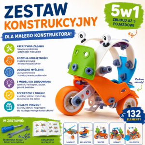 ✨zestaw małego konstruktora, pojazdy 5w1 klocki stem 132 el.✨