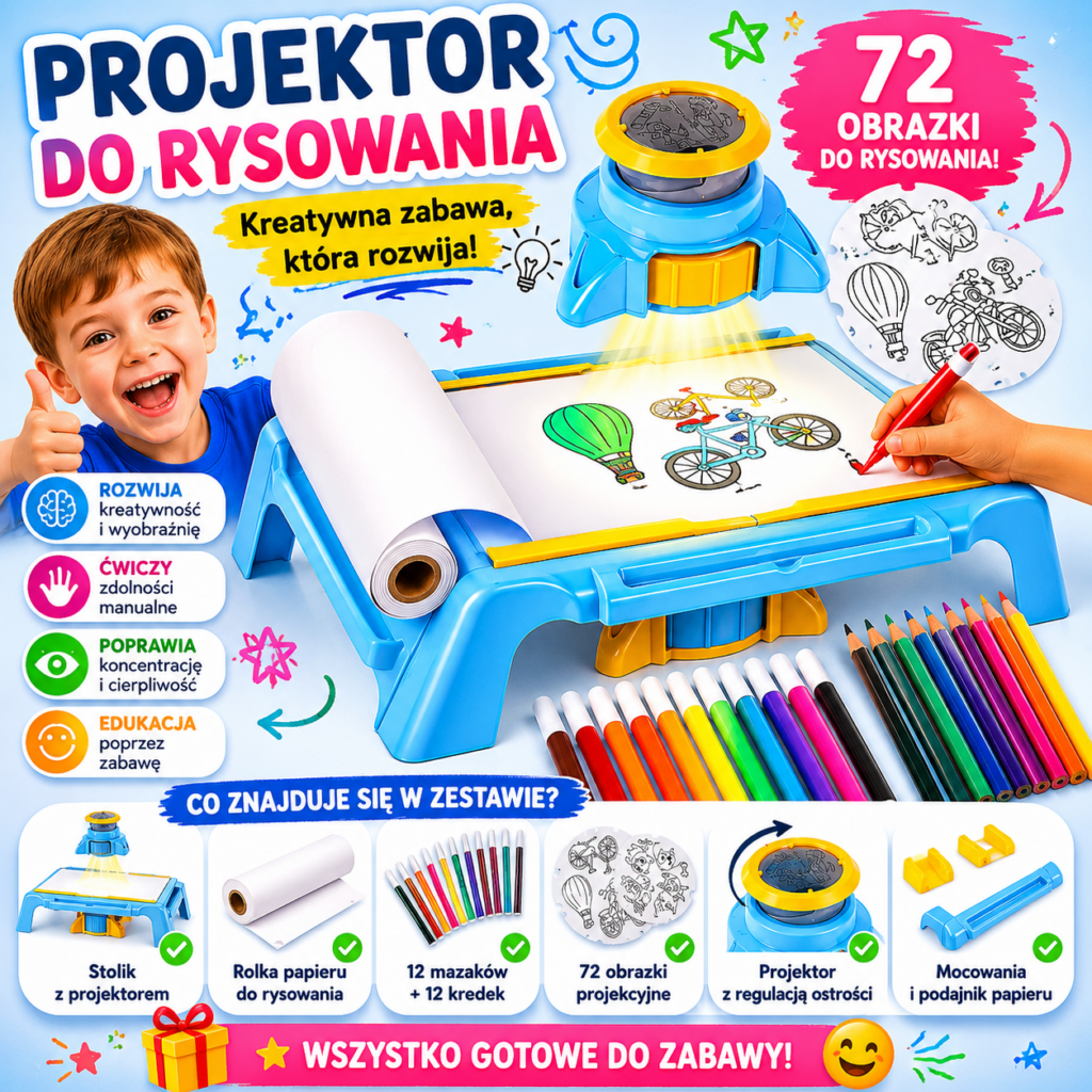 ✨ edukacyjny projektor do rysowania dla dzieci stolik z rzutnikiem 3+✨