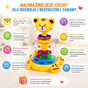 ✨ interaktywny bączek tygrys z kulkami🐯 – zabawka sensoryczna dla niemowląt✨