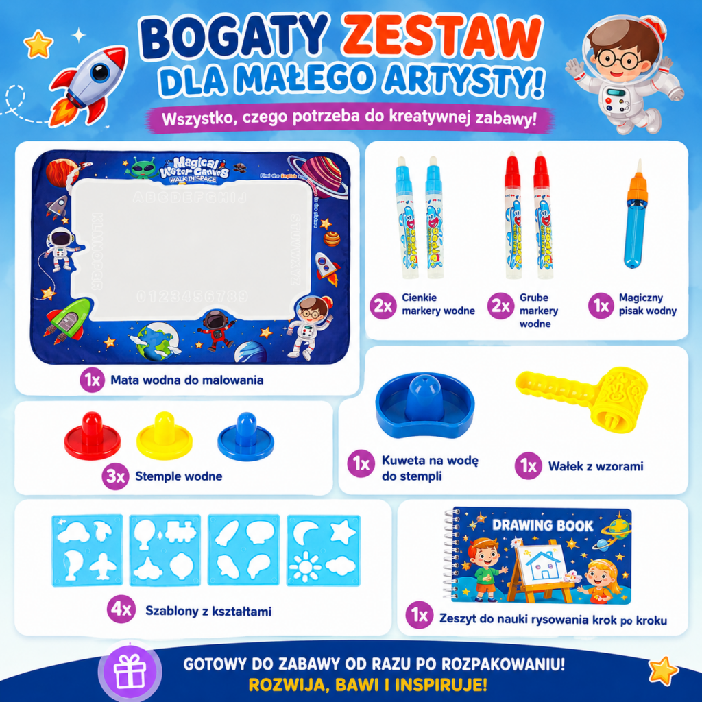 ✨rysowanie bez farb i bałaganu🖌️ – magiczna mata wodna dla małych artystów✨