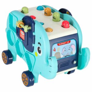 sensoryczny słonik montessori 🐘– edukacyjny sorter kształtów z młotkiem