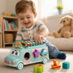 ✨interaktywny samochodzik sorter z cymbałkami, zabawka edukacyjna 3w1✨